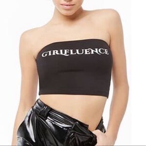 Forever 21 Tube Top Girlfluence Black Crop NWT